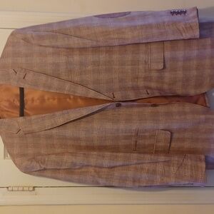 Red plaid linen sport coat sz XXL (46R)